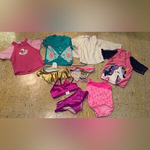 Lot Of (9) Baby Girl Mix Match Bathing Swim Suits Sz 12 Month Pink Rash Guard